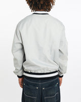 Vintage, 90s, NFL, Raiders, Pullover, Jacket, The Real Deal, size large, colour Grey, newtown, sydney, australia, thrift store, opshop, preloved, secondhand, sustainable, retro, antique, 70s, 80s, 90s, 2000s, 00s, fashion, clothing, streetwear, trendy, garment, style, boutique, store, shop, archive, sale, cheap, best, top, Jackets