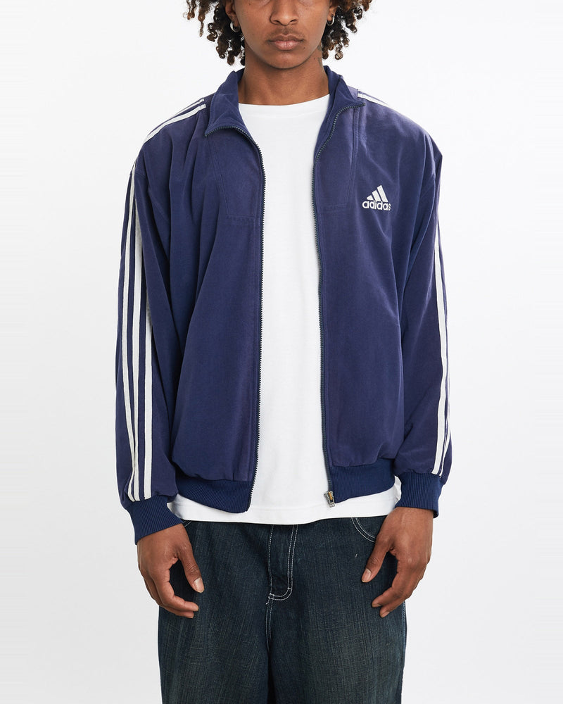 Vintage, 90s, Adidas, Track, Jacket, The Real Deal, size large, colour Navy, newtown, sydney, australia, thrift store, opshop, preloved, secondhand, sustainable, retro, antique, 70s, 80s, 90s, 2000s, 00s, fashion, clothing, streetwear, trendy, garment, style, boutique, store, shop, archive, sale, cheap, best, top, Jackets