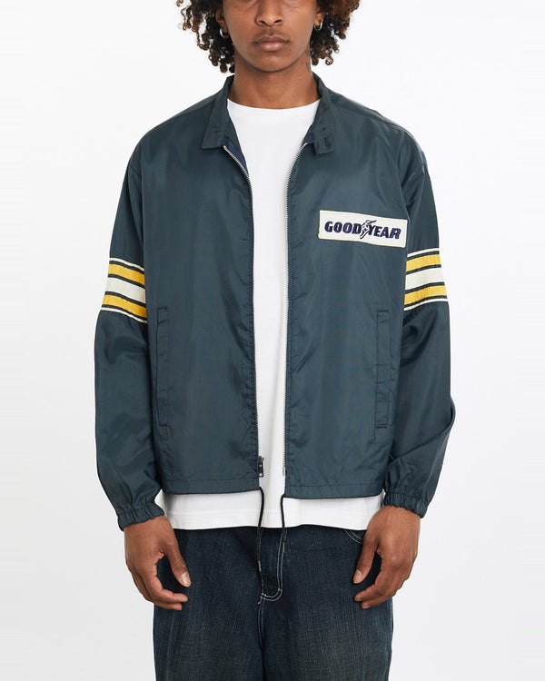 Vintage, 80s, Goodyear, Coaches, Jacket, The Real Deal, size large, colour Navy, newtown, sydney, australia, thrift store, opshop, preloved, secondhand, sustainable, retro, antique, 70s, 80s, 90s, 2000s, 00s, fashion, clothing, streetwear, trendy, garment, style, boutique, store, shop, archive, sale, cheap, best, top, Jackets