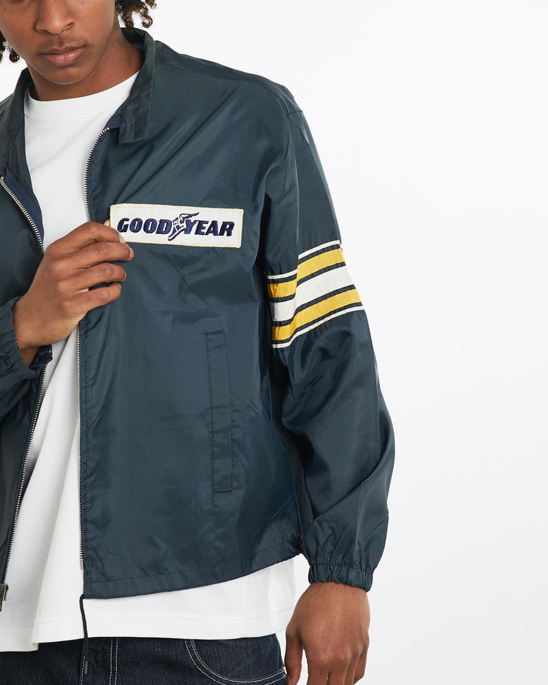 Vintage, 80s, Goodyear, Coaches, Jacket, The Real Deal, size large, colour Navy, newtown, sydney, australia, thrift store, opshop, preloved, secondhand, sustainable, retro, antique, 70s, 80s, 90s, 2000s, 00s, fashion, clothing, streetwear, trendy, garment, style, boutique, store, shop, archive, sale, cheap, best, top, Jackets