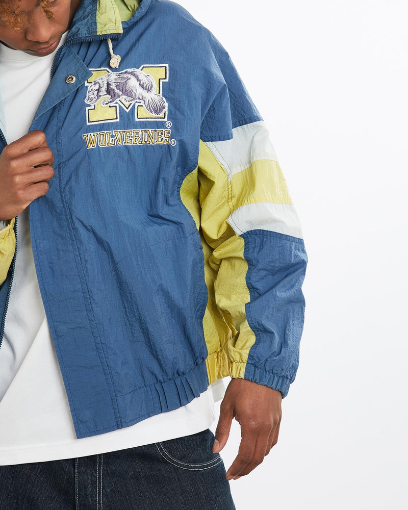Vintage, 90s, NCAA, Michigan, Wolverines, Jacket, The Real Deal, size large, colour Blue, newtown, sydney, australia, thrift store, opshop, preloved, secondhand, sustainable, retro, antique, 70s, 80s, 90s, 2000s, 00s, fashion, clothing, streetwear, trendy, garment, style, boutique, store, shop, archive, sale, cheap, best, top, Jackets