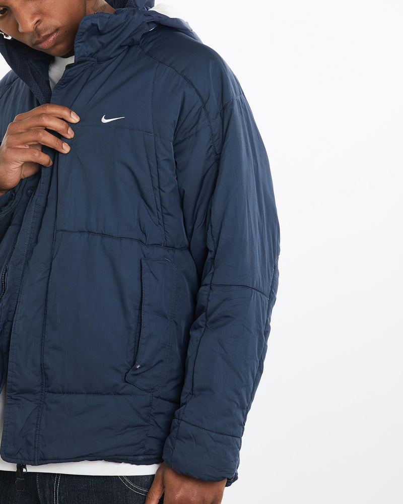 Vintage, Nike, Tech, Puffer, Jacket, The Real Deal, size large, colour Navy, newtown, sydney, australia, thrift store, opshop, preloved, secondhand, sustainable, retro, antique, 70s, 80s, 90s, 2000s, 00s, fashion, clothing, streetwear, trendy, garment, style, boutique, store, shop, archive, sale, cheap, best, top, Jackets