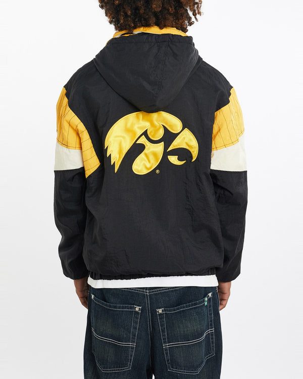 Vintage, 90s, Starter, NCAA, Iowa, Hawkeyes, Jacket, The Real Deal, size large, colour Black, newtown, sydney, australia, thrift store, opshop, preloved, secondhand, sustainable, retro, antique, 70s, 80s, 90s, 2000s, 00s, fashion, clothing, streetwear, trendy, garment, style, boutique, store, shop, archive, sale, cheap, best, top, Jackets