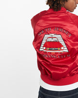 Vintage, 70s, South, Jersey, Mustang, Club, Satin, Bomber, Jacket, The Real Deal, size large, colour Red, newtown, sydney, australia, thrift store, opshop, preloved, secondhand, sustainable, retro, antique, 70s, 80s, 90s, 2000s, 00s, fashion, clothing, streetwear, trendy, garment, style, boutique, store, shop, archive, sale, cheap, best, top, Jackets