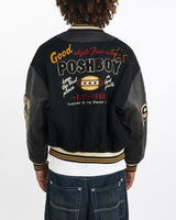 Vintage, 1989, Posh, Boy, Varsity, Jacket, The Real Deal, size large, colour Black, newtown, sydney, australia, thrift store, opshop, preloved, secondhand, sustainable, retro, antique, 70s, 80s, 90s, 2000s, 00s, fashion, clothing, streetwear, trendy, garment, style, boutique, store, shop, archive, sale, cheap, best, top, Jackets