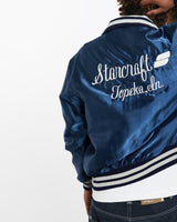 Vintage, 80s, Starcraft, Satin, Bomber, Jacket, The Real Deal, size large, colour Blue, newtown, sydney, australia, thrift store, opshop, preloved, secondhand, sustainable, retro, antique, 70s, 80s, 90s, 2000s, 00s, fashion, clothing, streetwear, trendy, garment, style, boutique, store, shop, archive, sale, cheap, best, top, Jackets