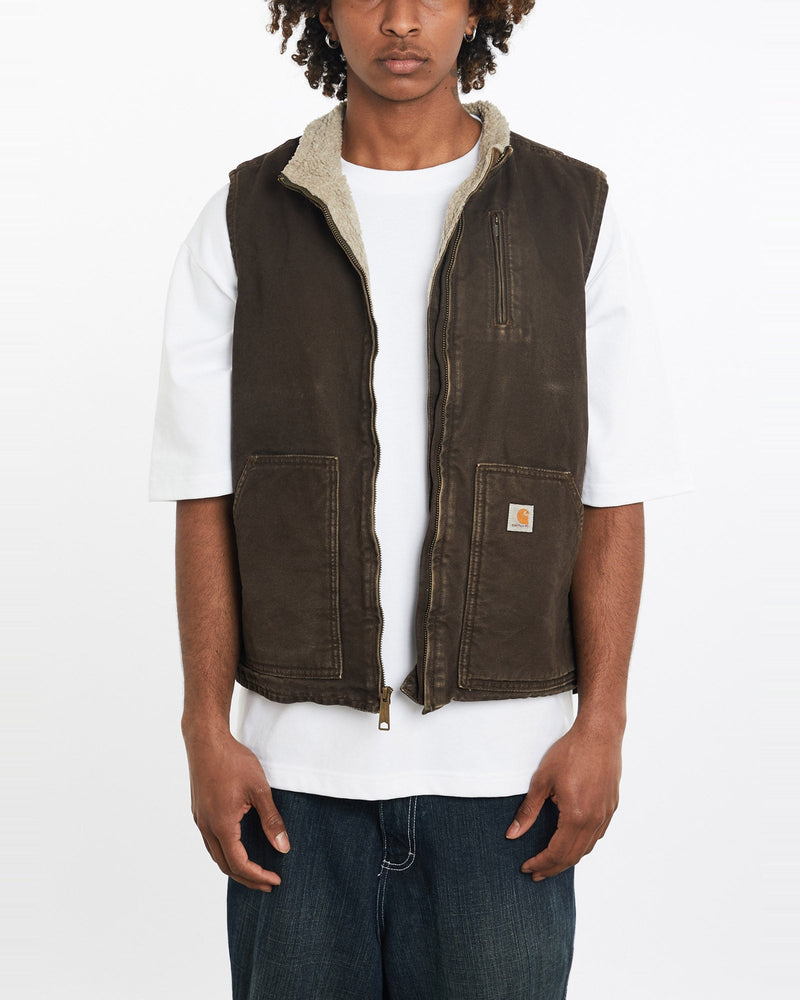 Vintage, Carhartt, Sherpa, Lined, Vest, The Real Deal, size large, colour Brown, newtown, sydney, australia, thrift store, opshop, preloved, secondhand, sustainable, retro, antique, 70s, 80s, 90s, 2000s, 00s, fashion, clothing, streetwear, trendy, garment, style, boutique, store, shop, archive, sale, cheap, best, top, Jackets