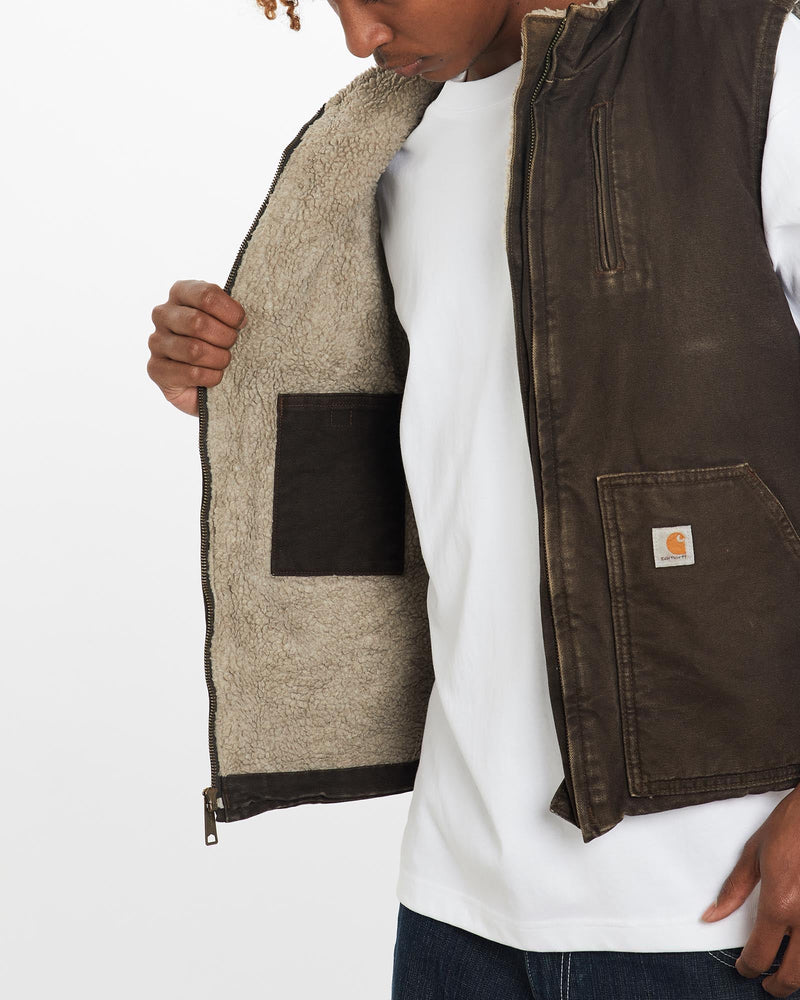 Vintage, Carhartt, Sherpa, Lined, Vest, The Real Deal, size large, colour Brown, newtown, sydney, australia, thrift store, opshop, preloved, secondhand, sustainable, retro, antique, 70s, 80s, 90s, 2000s, 00s, fashion, clothing, streetwear, trendy, garment, style, boutique, store, shop, archive, sale, cheap, best, top, Jackets