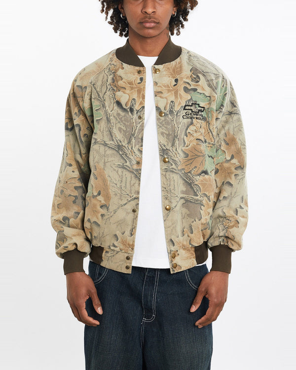Vintage, 80s, Chevrolet, Realtree, Camo, Bomber, Jacket, The Real Deal, size large, colour Multicolour, newtown, sydney, australia, thrift store, opshop, preloved, secondhand, sustainable, retro, antique, 70s, 80s, 90s, 2000s, 00s, fashion, clothing, streetwear, trendy, garment, style, boutique, store, shop, archive, sale, cheap, best, top, Jackets
