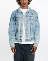 Vintage, 90s, NBA, Indiana, Pacers, Denim, Jacket, The Real Deal, size large, colour Blue, newtown, sydney, australia, thrift store, opshop, preloved, secondhand, sustainable, retro, antique, 70s, 80s, 90s, 2000s, 00s, fashion, clothing, streetwear, trendy, garment, style, boutique, store, shop, archive, sale, cheap, best, top, Jackets