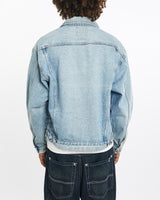 Vintage, 90s, NBA, Indiana, Pacers, Denim, Jacket, The Real Deal, size large, colour Blue, newtown, sydney, australia, thrift store, opshop, preloved, secondhand, sustainable, retro, antique, 70s, 80s, 90s, 2000s, 00s, fashion, clothing, streetwear, trendy, garment, style, boutique, store, shop, archive, sale, cheap, best, top, Jackets