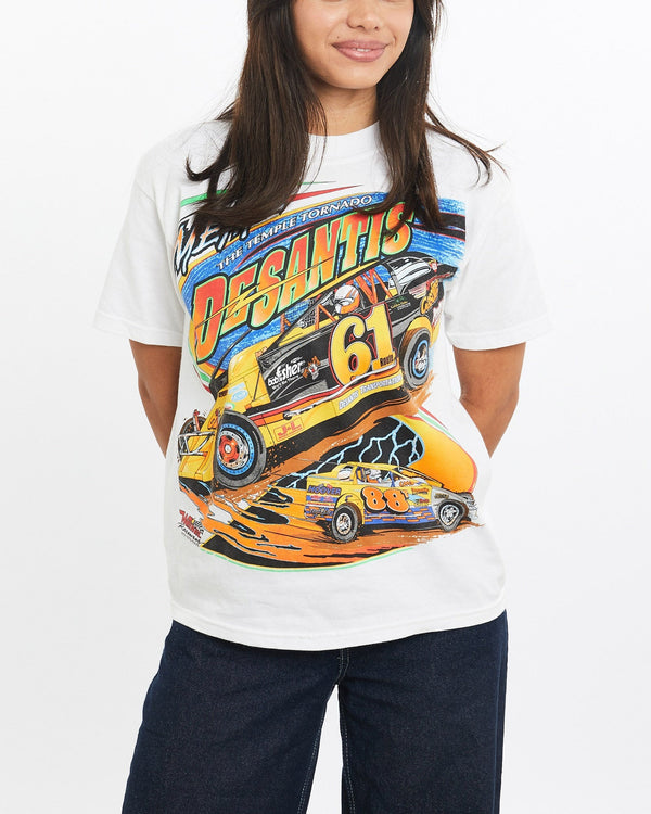 Vintage, Racing, Tee, The Real Deal, size double extra small, colour White, newtown, sydney, australia, thrift store, opshop, preloved, secondhand, sustainable, retro, antique, 70s, 80s, 90s, 2000s, 00s, fashion, clothing, streetwear, trendy, garment, style, boutique, store, shop, archive, sale, cheap, best, top, T-Shirts