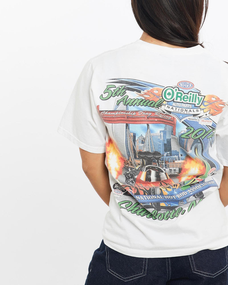 Vintage, O'Reilly, Racing, Tee, The Real Deal, size double extra small, colour White, newtown, sydney, australia, thrift store, opshop, preloved, secondhand, sustainable, retro, antique, 70s, 80s, 90s, 2000s, 00s, fashion, clothing, streetwear, trendy, garment, style, boutique, store, shop, archive, sale, cheap, best, top, T-Shirts