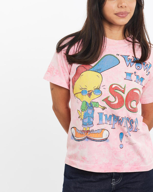 Vintage, 1997, Looney, Tunes, Tweety, Tee, The Real Deal, size double extra small, colour Pink, newtown, sydney, australia, thrift store, opshop, preloved, secondhand, sustainable, retro, antique, 70s, 80s, 90s, 2000s, 00s, fashion, clothing, streetwear, trendy, garment, style, boutique, store, shop, archive, sale, cheap, best, top, T-Shirts