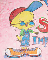 Vintage, 1997, Looney, Tunes, Tweety, Tee, The Real Deal, size double extra small, colour Pink, newtown, sydney, australia, thrift store, opshop, preloved, secondhand, sustainable, retro, antique, 70s, 80s, 90s, 2000s, 00s, fashion, clothing, streetwear, trendy, garment, style, boutique, store, shop, archive, sale, cheap, best, top, T-Shirts