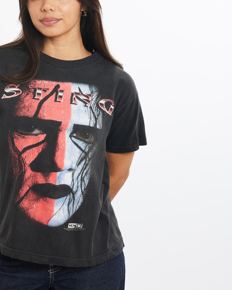 Vintage, 90s, WCW, Sting', Wrestling, Tee, The Real Deal, size double extra small, colour Black, newtown, sydney, australia, thrift store, opshop, preloved, secondhand, sustainable, retro, antique, 70s, 80s, 90s, 2000s, 00s, fashion, clothing, streetwear, trendy, garment, style, boutique, store, shop, archive, sale, cheap, best, top, T-Shirts