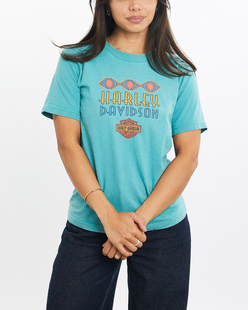 Vintage, 1997, Harley, Davidson, Tee, The Real Deal, size double extra small, colour Blue, newtown, sydney, australia, thrift store, opshop, preloved, secondhand, sustainable, retro, antique, 70s, 80s, 90s, 2000s, 00s, fashion, clothing, streetwear, trendy, garment, style, boutique, store, shop, archive, sale, cheap, best, top, T-Shirts