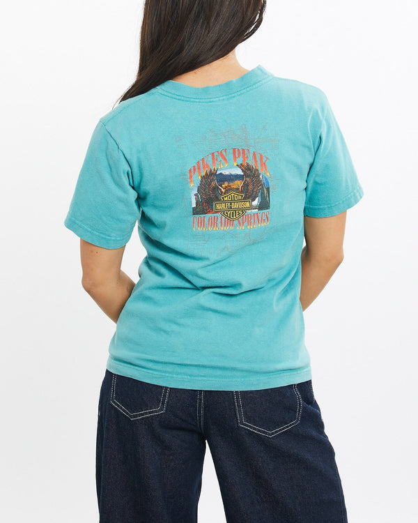 Vintage, 1997, Harley, Davidson, Tee, The Real Deal, size double extra small, colour Blue, newtown, sydney, australia, thrift store, opshop, preloved, secondhand, sustainable, retro, antique, 70s, 80s, 90s, 2000s, 00s, fashion, clothing, streetwear, trendy, garment, style, boutique, store, shop, archive, sale, cheap, best, top, T-Shirts