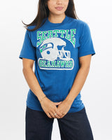 Vintage, 80s, NFL, Seattle, Seahawks, Tee, The Real Deal, size double extra small, colour Blue, newtown, sydney, australia, thrift store, opshop, preloved, secondhand, sustainable, retro, antique, 70s, 80s, 90s, 2000s, 00s, fashion, clothing, streetwear, trendy, garment, style, boutique, store, shop, archive, sale, cheap, best, top, T-Shirts