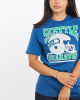 Vintage, 80s, NFL, Seattle, Seahawks, Tee, The Real Deal, size double extra small, colour Blue, newtown, sydney, australia, thrift store, opshop, preloved, secondhand, sustainable, retro, antique, 70s, 80s, 90s, 2000s, 00s, fashion, clothing, streetwear, trendy, garment, style, boutique, store, shop, archive, sale, cheap, best, top, T-Shirts