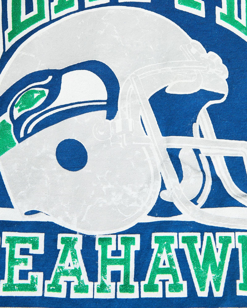 Vintage, 80s, NFL, Seattle, Seahawks, Tee, The Real Deal, size double extra small, colour Blue, newtown, sydney, australia, thrift store, opshop, preloved, secondhand, sustainable, retro, antique, 70s, 80s, 90s, 2000s, 00s, fashion, clothing, streetwear, trendy, garment, style, boutique, store, shop, archive, sale, cheap, best, top, T-Shirts