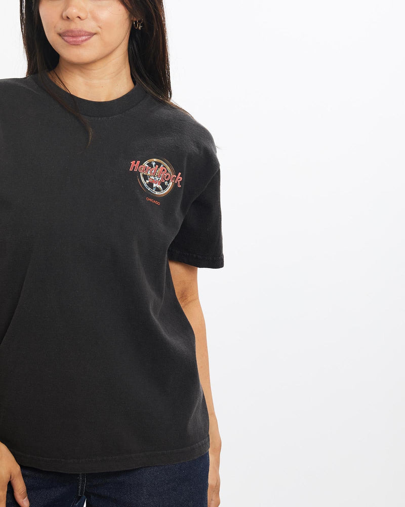 Vintage, 90s, Hard, Rock, Cafe, Chicago, Tee, The Real Deal, size double extra small, colour Black, newtown, sydney, australia, thrift store, opshop, preloved, secondhand, sustainable, retro, antique, 70s, 80s, 90s, 2000s, 00s, fashion, clothing, streetwear, trendy, garment, style, boutique, store, shop, archive, sale, cheap, best, top, T-Shirts