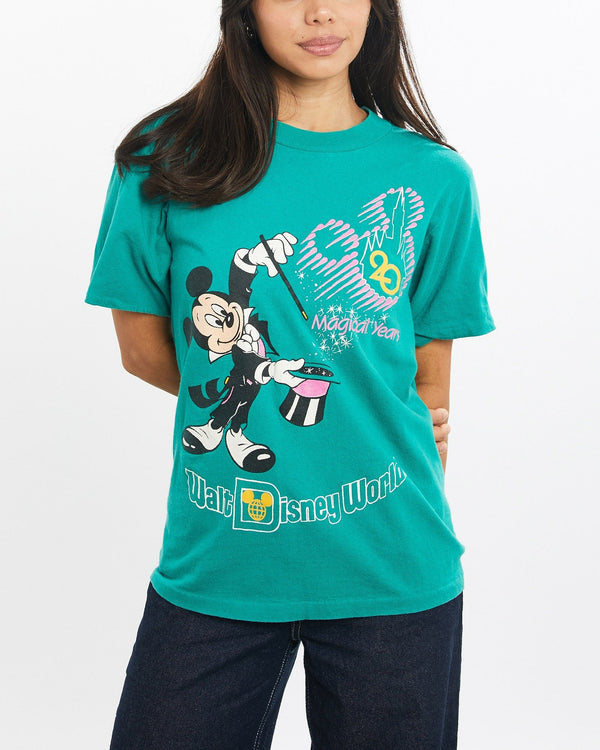 Vintage, 90s, Disney, Mickey, Mouse, Tee, The Real Deal, size double extra small, colour Green, newtown, sydney, australia, thrift store, opshop, preloved, secondhand, sustainable, retro, antique, 70s, 80s, 90s, 2000s, 00s, fashion, clothing, streetwear, trendy, garment, style, boutique, store, shop, archive, sale, cheap, best, top, T-Shirts