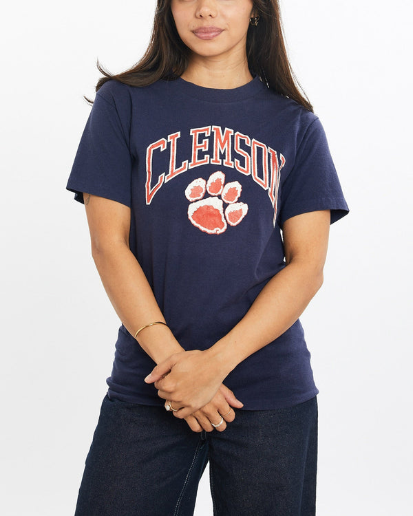 Vintage, 80s, NCAA, Clemson, Tigers, Tee, The Real Deal, size double extra small, colour Navy, newtown, sydney, australia, thrift store, opshop, preloved, secondhand, sustainable, retro, antique, 70s, 80s, 90s, 2000s, 00s, fashion, clothing, streetwear, trendy, garment, style, boutique, store, shop, archive, sale, cheap, best, top, T-Shirts