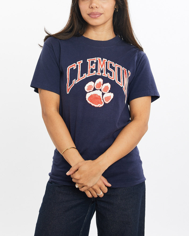 Vintage, 80s, NCAA, Clemson, Tigers, Tee, The Real Deal, size double extra small, colour Navy, newtown, sydney, australia, thrift store, opshop, preloved, secondhand, sustainable, retro, antique, 70s, 80s, 90s, 2000s, 00s, fashion, clothing, streetwear, trendy, garment, style, boutique, store, shop, archive, sale, cheap, best, top, T-Shirts