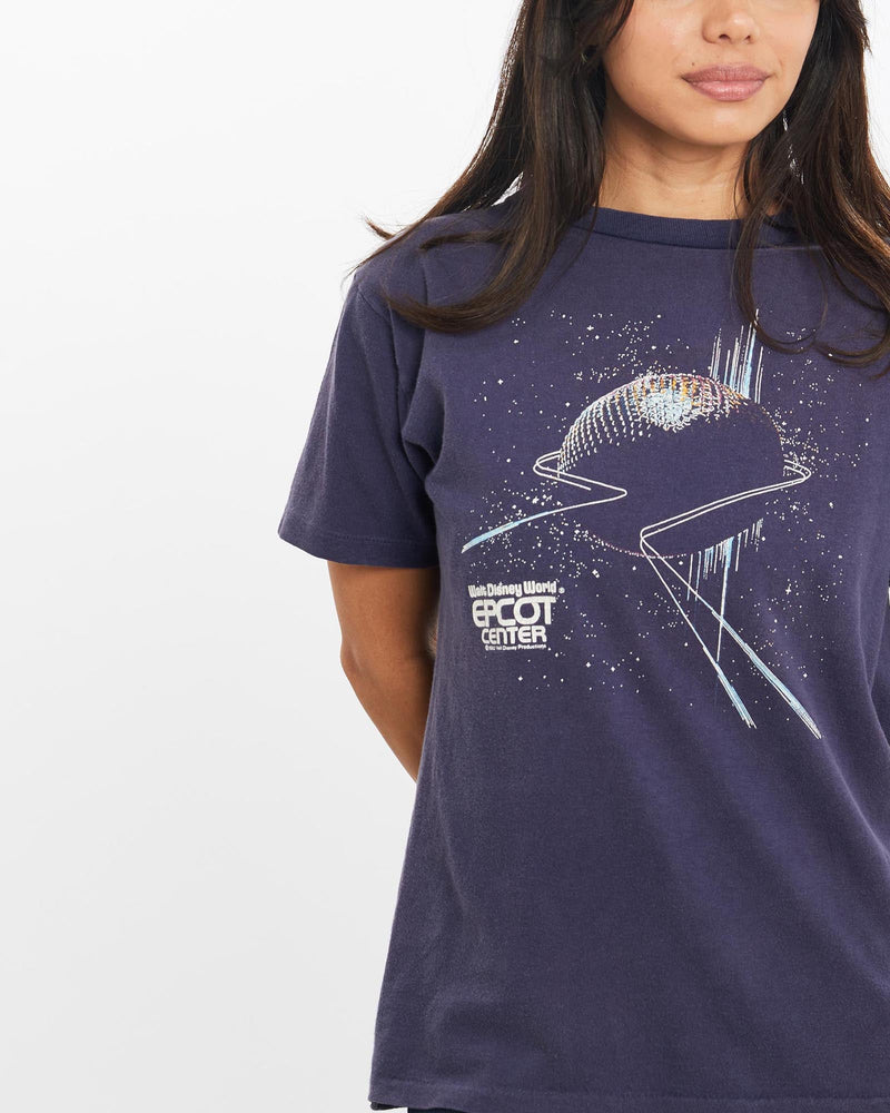 Vintage, 1982, Disney, Epcot, Center, Tee, The Real Deal, size double extra small, colour Purple, newtown, sydney, australia, thrift store, opshop, preloved, secondhand, sustainable, retro, antique, 70s, 80s, 90s, 2000s, 00s, fashion, clothing, streetwear, trendy, garment, style, boutique, store, shop, archive, sale, cheap, best, top, T-Shirts