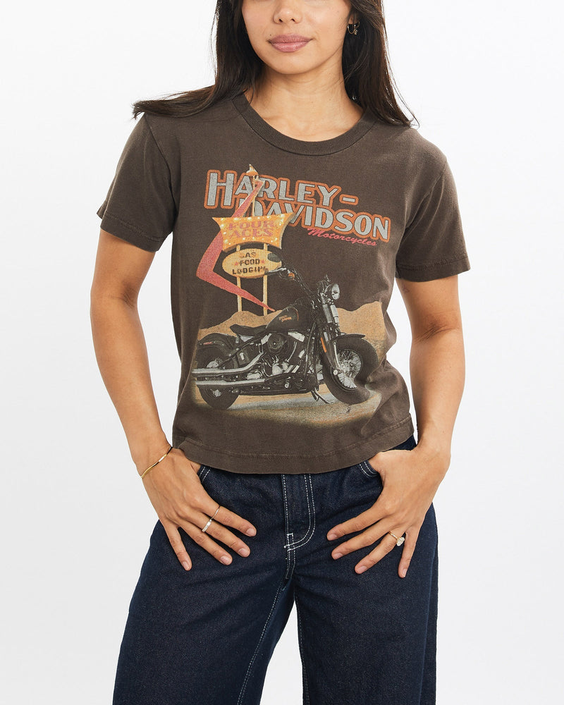 Vintage, 90s, Harley, Davidson, Tee, The Real Deal, size double extra small, colour Brown, newtown, sydney, australia, thrift store, opshop, preloved, secondhand, sustainable, retro, antique, 70s, 80s, 90s, 2000s, 00s, fashion, clothing, streetwear, trendy, garment, style, boutique, store, shop, archive, sale, cheap, best, top, T-Shirts