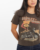 Vintage, 90s, Harley, Davidson, Tee, The Real Deal, size double extra small, colour Brown, newtown, sydney, australia, thrift store, opshop, preloved, secondhand, sustainable, retro, antique, 70s, 80s, 90s, 2000s, 00s, fashion, clothing, streetwear, trendy, garment, style, boutique, store, shop, archive, sale, cheap, best, top, T-Shirts
