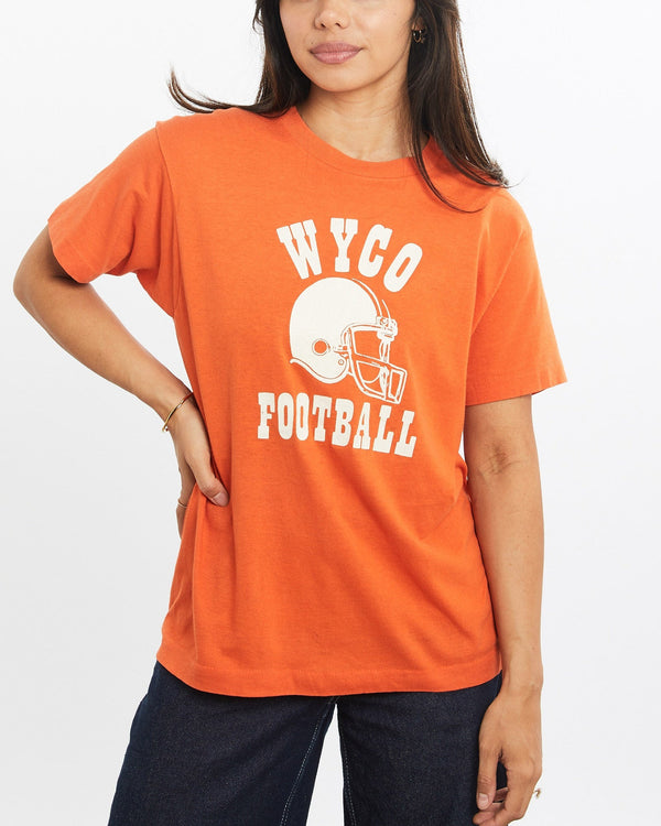 Vintage, 80s, WYCO, Football, Tee, The Real Deal, size extra small, colour Orange, newtown, sydney, australia, thrift store, opshop, preloved, secondhand, sustainable, retro, antique, 70s, 80s, 90s, 2000s, 00s, fashion, clothing, streetwear, trendy, garment, style, boutique, store, shop, archive, sale, cheap, best, top, T-Shirts