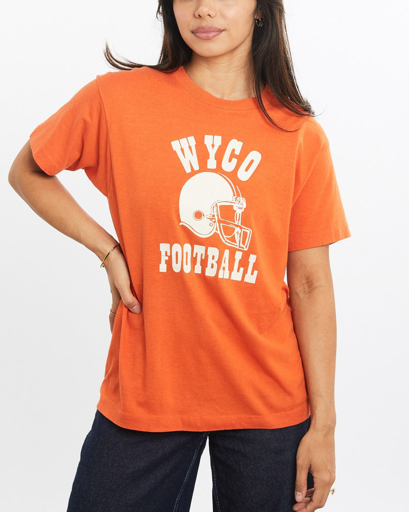 Vintage, 80s, WYCO, Football, Tee, The Real Deal, size extra small, colour Orange, newtown, sydney, australia, thrift store, opshop, preloved, secondhand, sustainable, retro, antique, 70s, 80s, 90s, 2000s, 00s, fashion, clothing, streetwear, trendy, garment, style, boutique, store, shop, archive, sale, cheap, best, top, T-Shirts