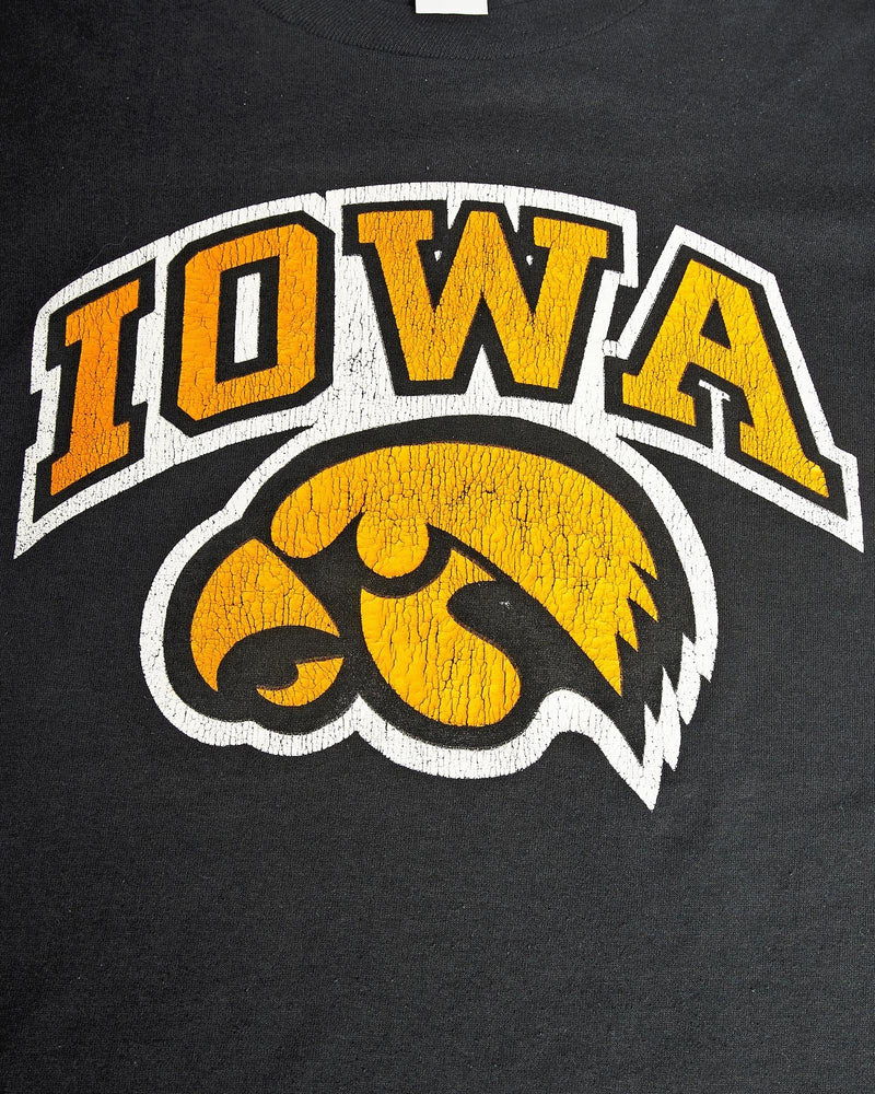 Vintage, 80s, NCAA, Iowa, Hawkeyes, Tee, The Real Deal, size double extra small, colour Black, newtown, sydney, australia, thrift store, opshop, preloved, secondhand, sustainable, retro, antique, 70s, 80s, 90s, 2000s, 00s, fashion, clothing, streetwear, trendy, garment, style, boutique, store, shop, archive, sale, cheap, best, top, T-Shirts