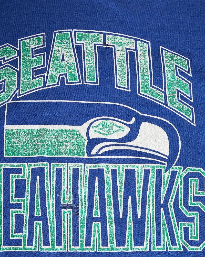Vintage, 80s, NFL, Seattle, Seahawks, Tee, The Real Deal, size double extra small, colour Blue, newtown, sydney, australia, thrift store, opshop, preloved, secondhand, sustainable, retro, antique, 70s, 80s, 90s, 2000s, 00s, fashion, clothing, streetwear, trendy, garment, style, boutique, store, shop, archive, sale, cheap, best, top, T-Shirts