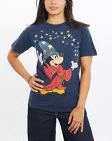 Vintage, 90s, Disney, Mickey, Mouse, Fantasia, Tee, The Real Deal, size double extra small, colour Navy, newtown, sydney, australia, thrift store, opshop, preloved, secondhand, sustainable, retro, antique, 70s, 80s, 90s, 2000s, 00s, fashion, clothing, streetwear, trendy, garment, style, boutique, store, shop, archive, sale, cheap, best, top, T-Shirts