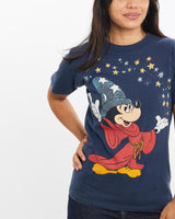 Vintage, 90s, Disney, Mickey, Mouse, Fantasia, Tee, The Real Deal, size double extra small, colour Navy, newtown, sydney, australia, thrift store, opshop, preloved, secondhand, sustainable, retro, antique, 70s, 80s, 90s, 2000s, 00s, fashion, clothing, streetwear, trendy, garment, style, boutique, store, shop, archive, sale, cheap, best, top, T-Shirts