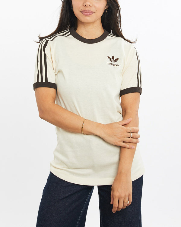 Vintage, 70s, Adidas, Tee, The Real Deal, size double extra small, colour White, newtown, sydney, australia, thrift store, opshop, preloved, secondhand, sustainable, retro, antique, 70s, 80s, 90s, 2000s, 00s, fashion, clothing, streetwear, trendy, garment, style, boutique, store, shop, archive, sale, cheap, best, top, T-Shirts