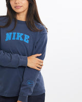 Vintage, Nike, Long, Sleeve, Tee, The Real Deal, size double extra small, colour Navy, newtown, sydney, australia, thrift store, opshop, preloved, secondhand, sustainable, retro, antique, 70s, 80s, 90s, 2000s, 00s, fashion, clothing, streetwear, trendy, garment, style, boutique, store, shop, archive, sale, cheap, best, top, T-Shirts