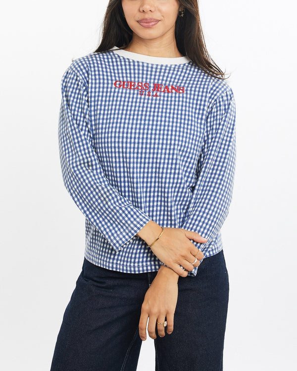 Vintage, 90s, Guess, Jeans, U.S.A., Long, Sleeve, Tee, The Real Deal, size double extra small, colour Blue, newtown, sydney, australia, thrift store, opshop, preloved, secondhand, sustainable, retro, antique, 70s, 80s, 90s, 2000s, 00s, fashion, clothing, streetwear, trendy, garment, style, boutique, store, shop, archive, sale, cheap, best, top, T-Shirts