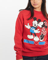 Vintage, 90s, Disney, Mickey, Mouse, Sweatshirt, The Real Deal, size double extra small, colour Red, newtown, sydney, australia, thrift store, opshop, preloved, secondhand, sustainable, retro, antique, 70s, 80s, 90s, 2000s, 00s, fashion, clothing, streetwear, trendy, garment, style, boutique, store, shop, archive, sale, cheap, best, top, Sweats and hoodies