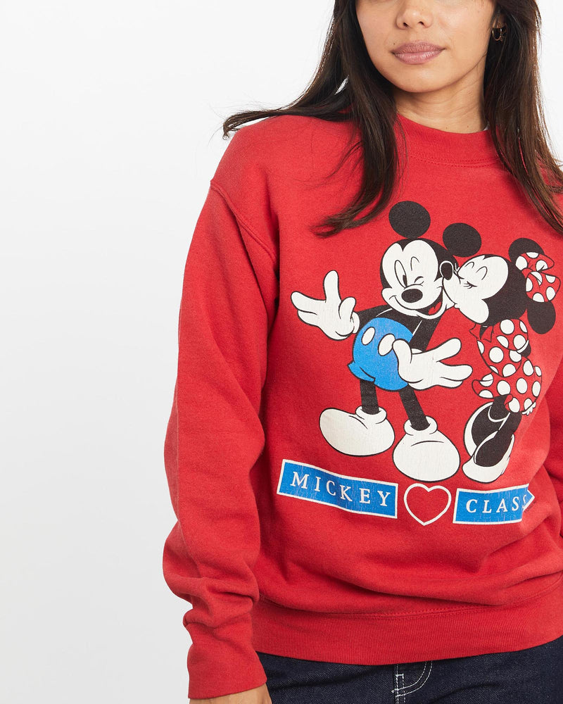 Vintage, 90s, Disney, Mickey, Mouse, Sweatshirt, The Real Deal, size double extra small, colour Red, newtown, sydney, australia, thrift store, opshop, preloved, secondhand, sustainable, retro, antique, 70s, 80s, 90s, 2000s, 00s, fashion, clothing, streetwear, trendy, garment, style, boutique, store, shop, archive, sale, cheap, best, top, Sweats and hoodies