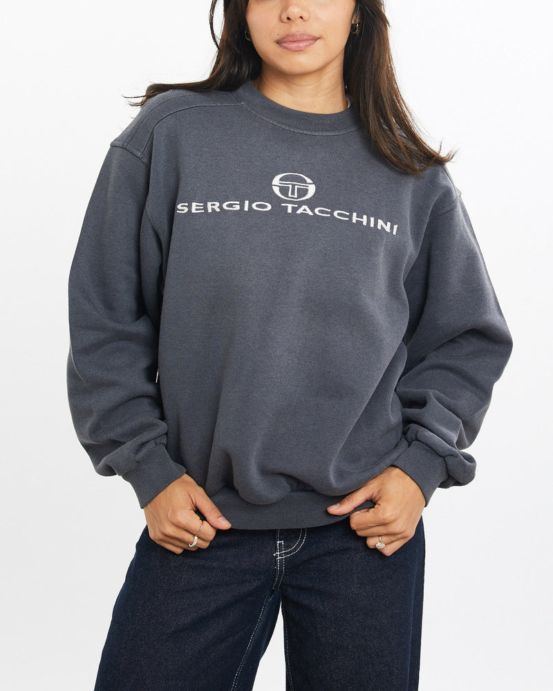 Vintage, 90s, Sergio, Tacchini, Sweatshirt, The Real Deal, size double extra small, colour Grey, newtown, sydney, australia, thrift store, opshop, preloved, secondhand, sustainable, retro, antique, 70s, 80s, 90s, 2000s, 00s, fashion, clothing, streetwear, trendy, garment, style, boutique, store, shop, archive, sale, cheap, best, top, Sweats and hoodies