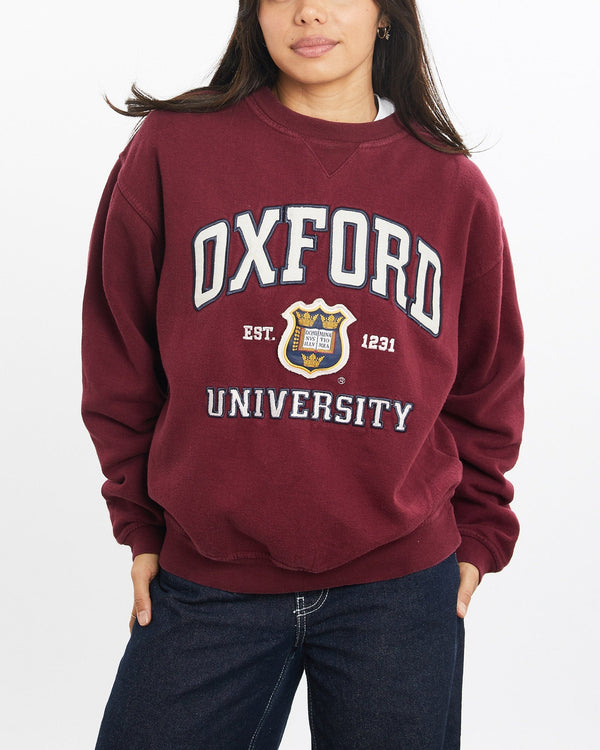 Vintage, Oxford, University, Sweatshirt, The Real Deal, size double extra small, colour Burgundy, newtown, sydney, australia, thrift store, opshop, preloved, secondhand, sustainable, retro, antique, 70s, 80s, 90s, 2000s, 00s, fashion, clothing, streetwear, trendy, garment, style, boutique, store, shop, archive, sale, cheap, best, top, Sweats and hoodies