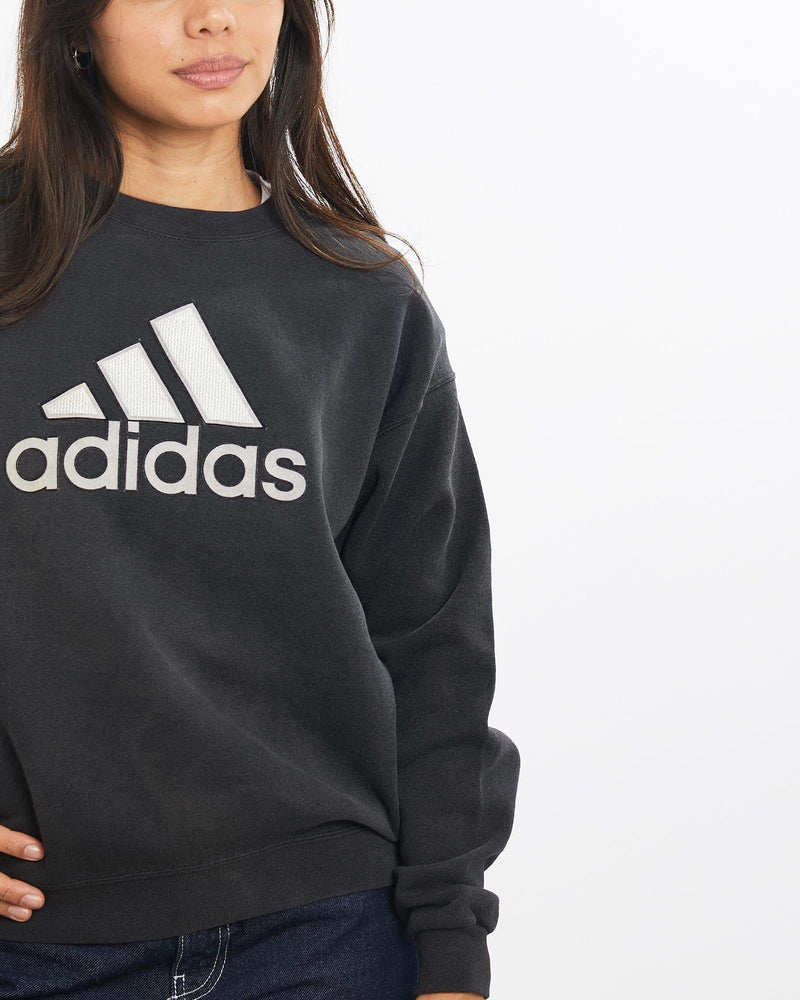 Vintage, 90s, Adidas, Sweatshirt, The Real Deal, size double extra small, colour Black, newtown, sydney, australia, thrift store, opshop, preloved, secondhand, sustainable, retro, antique, 70s, 80s, 90s, 2000s, 00s, fashion, clothing, streetwear, trendy, garment, style, boutique, store, shop, archive, sale, cheap, best, top, Sweats and hoodies