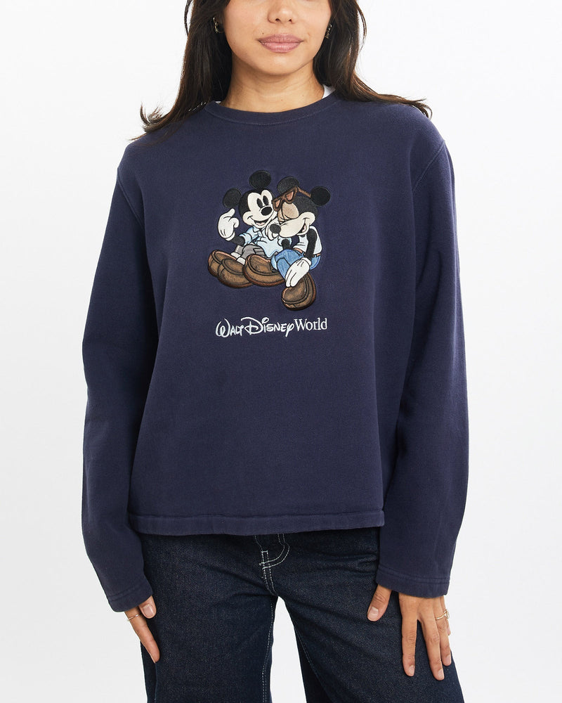 Vintage, 90s, Disney, Mickey, Mouse, Sweatshirt, The Real Deal, size double extra small, colour Navy, newtown, sydney, australia, thrift store, opshop, preloved, secondhand, sustainable, retro, antique, 70s, 80s, 90s, 2000s, 00s, fashion, clothing, streetwear, trendy, garment, style, boutique, store, shop, archive, sale, cheap, best, top, Sweats and hoodies