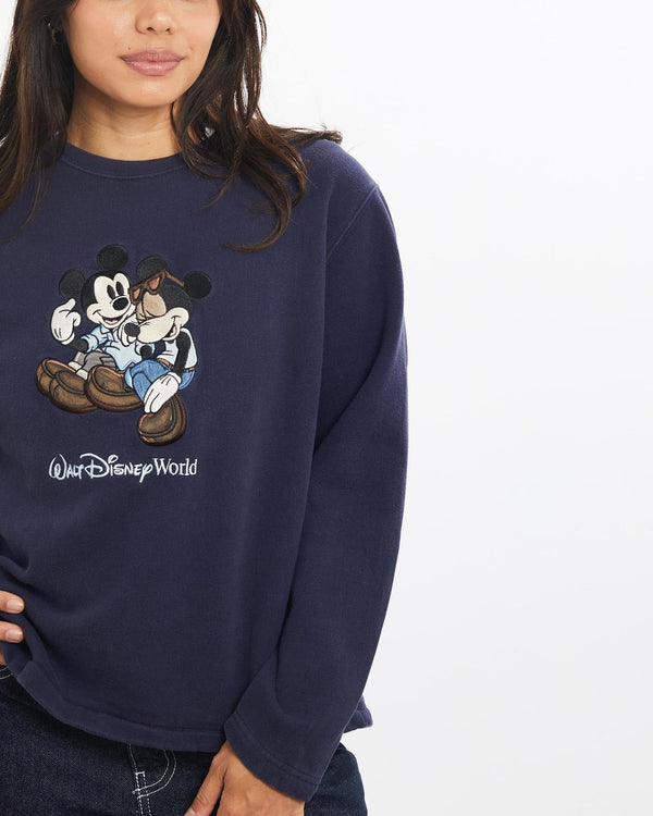 Vintage, 90s, Disney, Mickey, Mouse, Sweatshirt, The Real Deal, size double extra small, colour Navy, newtown, sydney, australia, thrift store, opshop, preloved, secondhand, sustainable, retro, antique, 70s, 80s, 90s, 2000s, 00s, fashion, clothing, streetwear, trendy, garment, style, boutique, store, shop, archive, sale, cheap, best, top, Sweats and hoodies