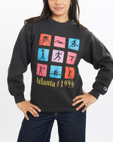 Vintage, 1996, Champion, Atlanta, Olympics, Sweatshirt, The Real Deal, size double extra small, colour Black, newtown, sydney, australia, thrift store, opshop, preloved, secondhand, sustainable, retro, antique, 70s, 80s, 90s, 2000s, 00s, fashion, clothing, streetwear, trendy, garment, style, boutique, store, shop, archive, sale, cheap, best, top, Sweats and hoodies