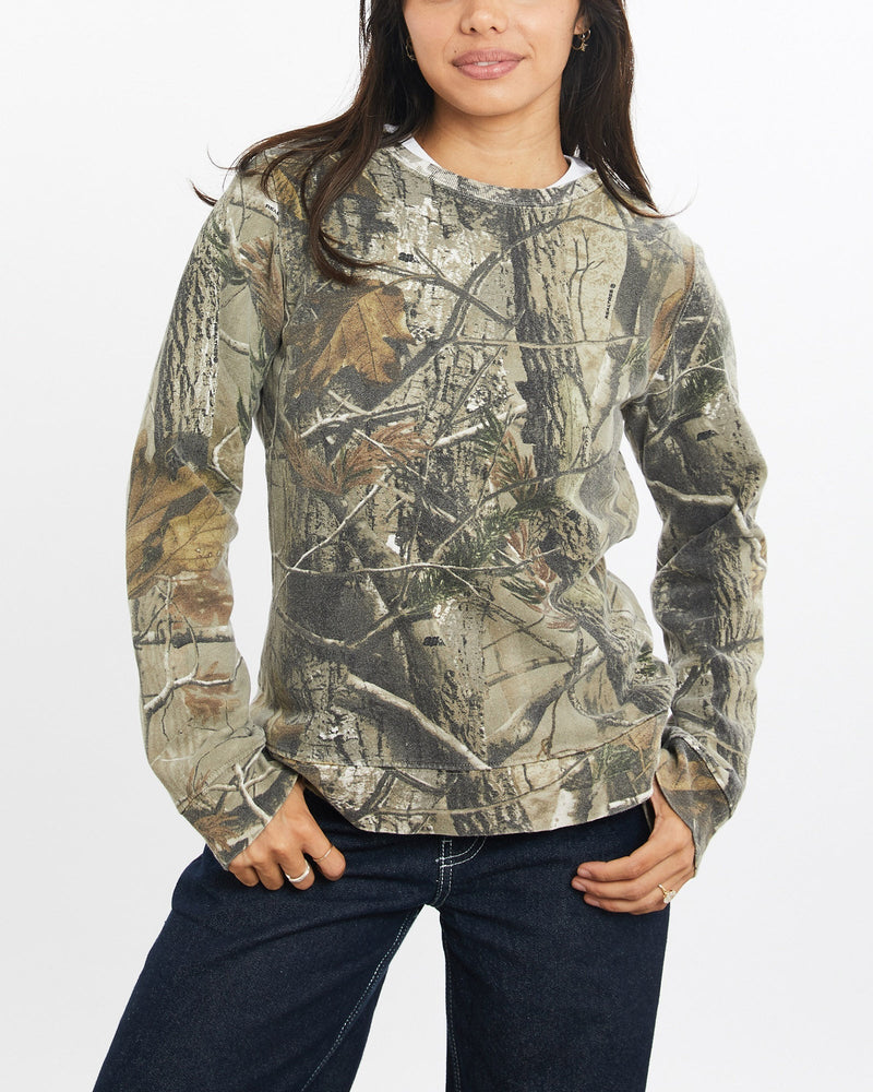 Vintage, Realtree, Camo, Sweatshirt, The Real Deal, size double extra small, colour Multicolour, newtown, sydney, australia, thrift store, opshop, preloved, secondhand, sustainable, retro, antique, 70s, 80s, 90s, 2000s, 00s, fashion, clothing, streetwear, trendy, garment, style, boutique, store, shop, archive, sale, cheap, best, top, Sweats and hoodies